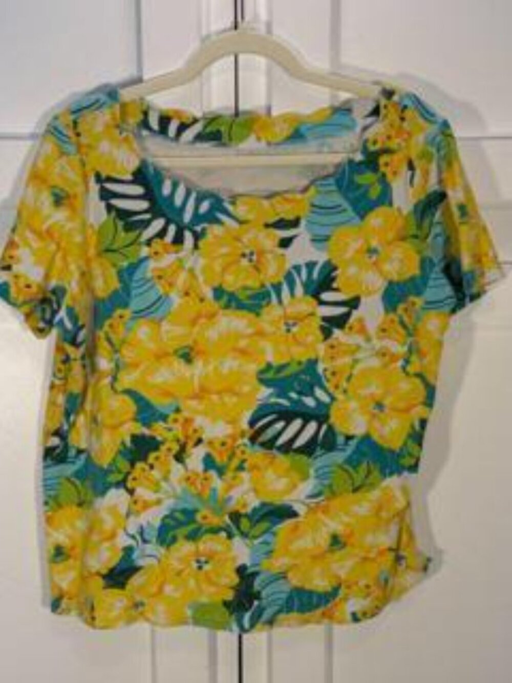 Kim Rogers Yellow Green Women's Floral Top Women’s L Yellow - Picture 2 of 7